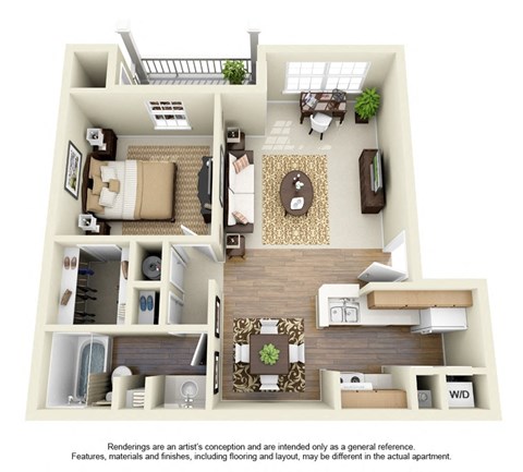 1 Bedroom 1 Bath Floor Plan at Greenbriar Apartments, Tulsa, OK